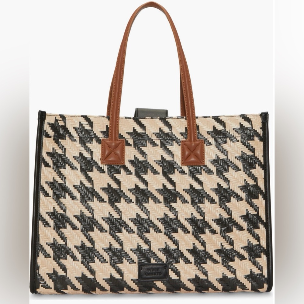 NWOT Vince Camuto Saly Houndstooth Check Tote
